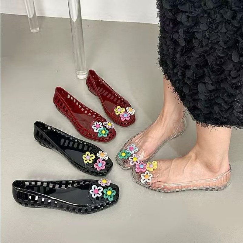 Women'S Accessories Jewelry - 中空かわいいドーパミンシューズシックな手作りフラワーゼリーシューズ靴バックル穴靴 DIY 靴アクセサリージュエリーバレエシューズ