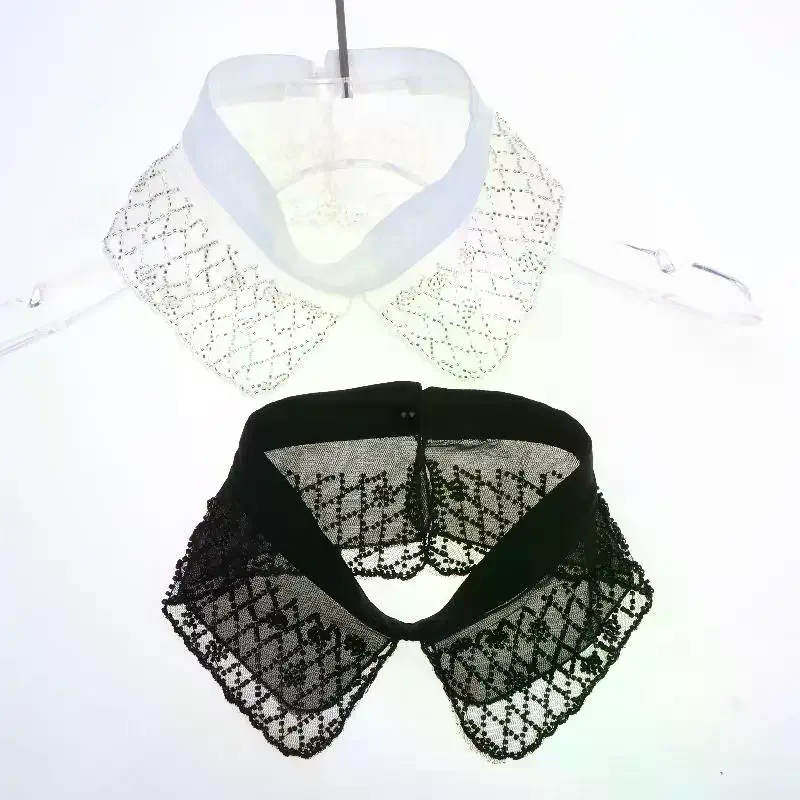 Women'S Accessories For Formal Wear - 女性用ハーフシャツ取り外し可能なレース襟刺繍ビーズ付き偽襟取り外し可能なネックアクセサリーフォーマル日常着用