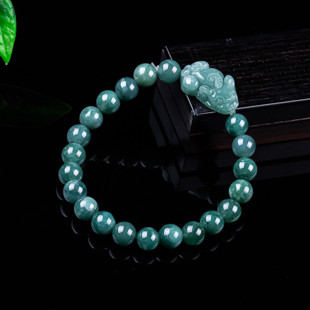 Women'S Accessories Jewelry - 天然ビルマ翡翠貔貅ブレスレットヴィンテージお守りチャームギフト女性のためのジュエリーバングル本物の翡翠アクセサリー