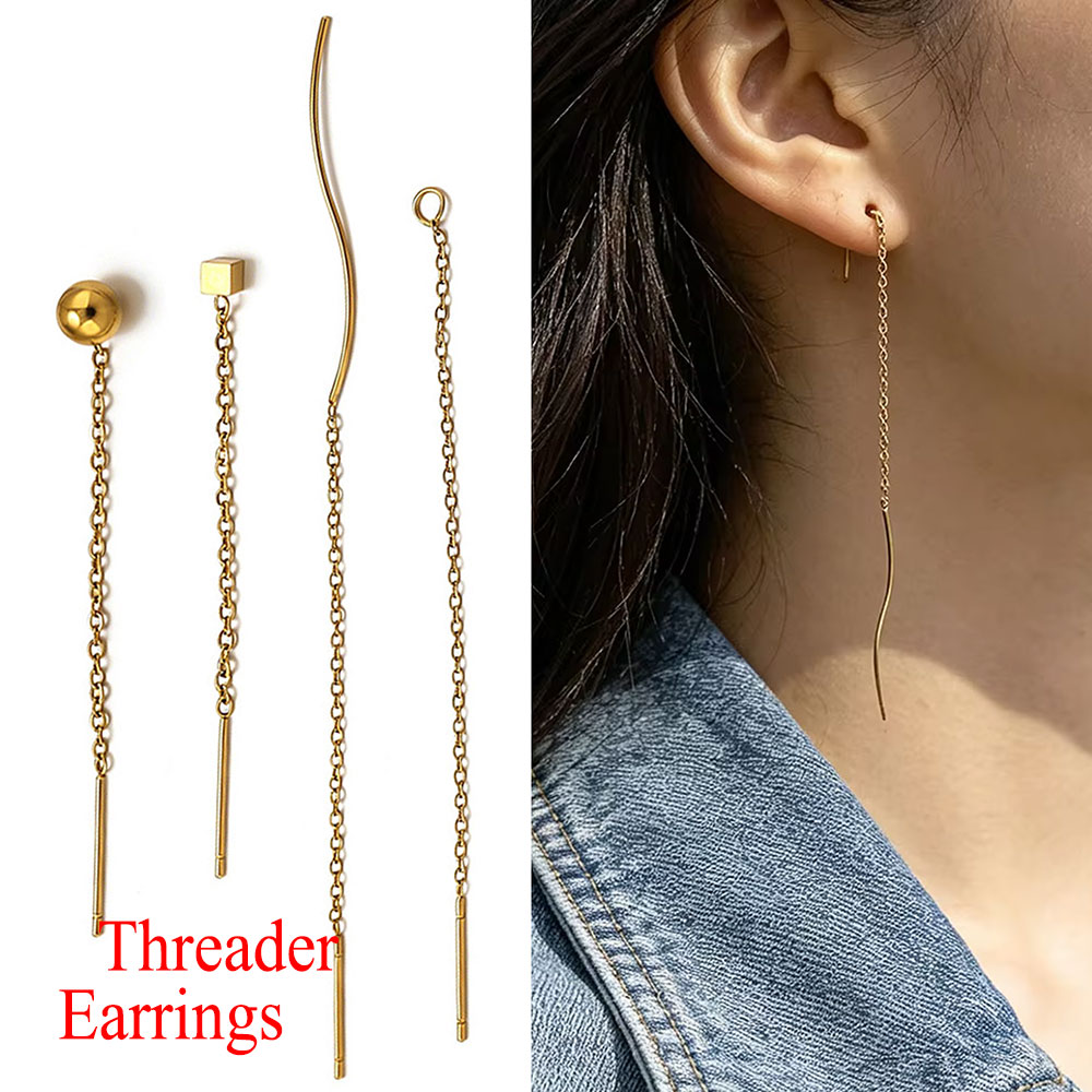 Women'S Ear Accessories - 10 個ステンレス鋼ロングイヤーラインイヤリングボールダングル 8/13 センチメートルタッセルチェーン DIY ジュエリーアクセサリー女性手芸作成用