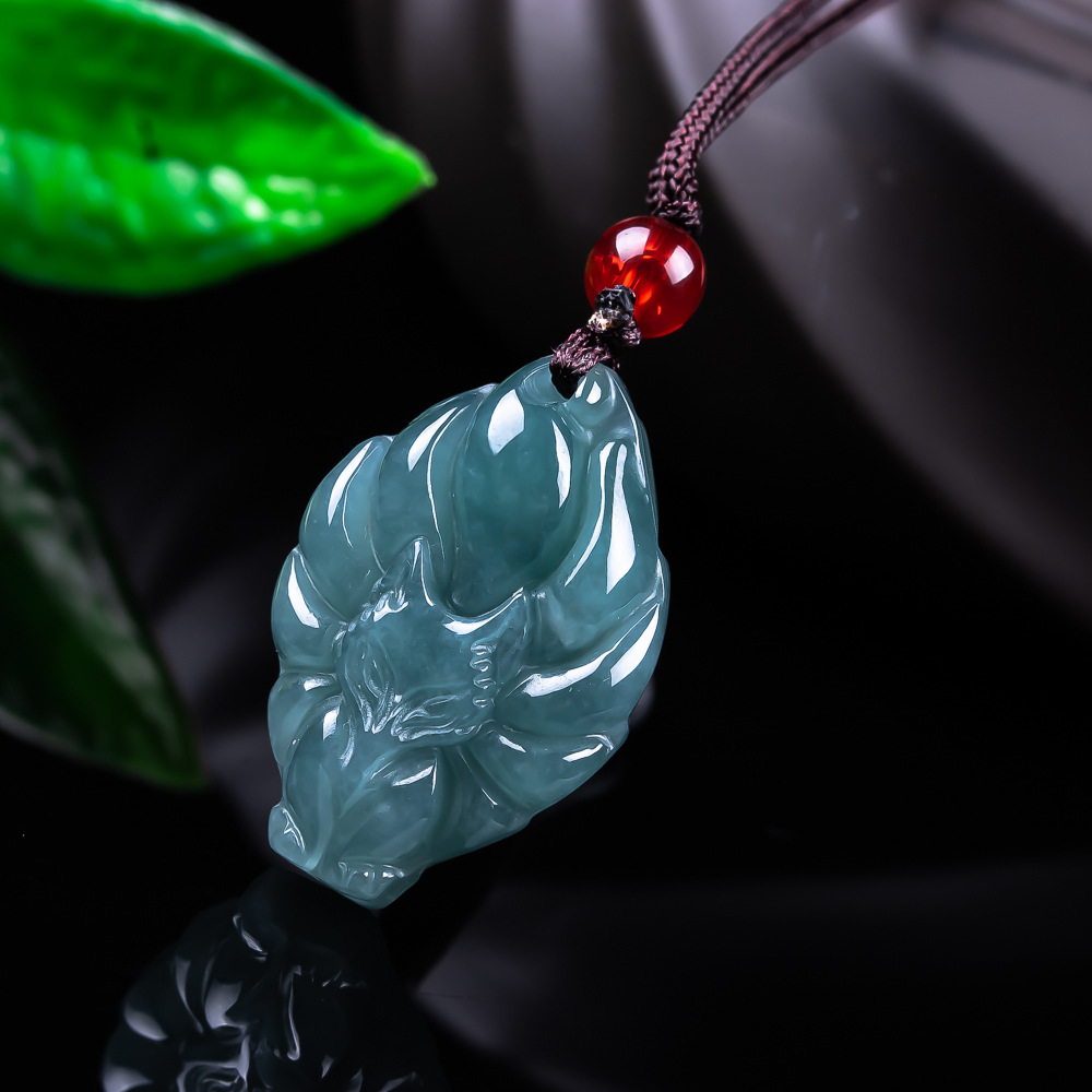 Women'S Accessories Jewelry - 天然ビルマ翡翠フォックスペンダントネックレスヴィンテージアクセサリー宝石本物の翡翠デザイナーファッションジュエリー女性へのギフト