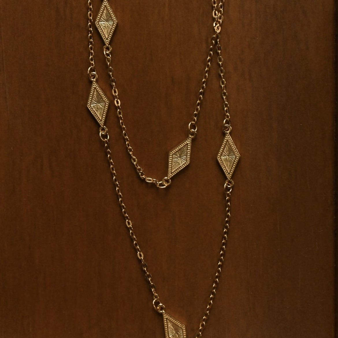 Layered Necklace Set - 新しいシルバー 925 両面菱形ネックレスシンプルでロングスタイルのレイヤードセーターチェーン絶妙な幾何学的なペンダントジュエリー