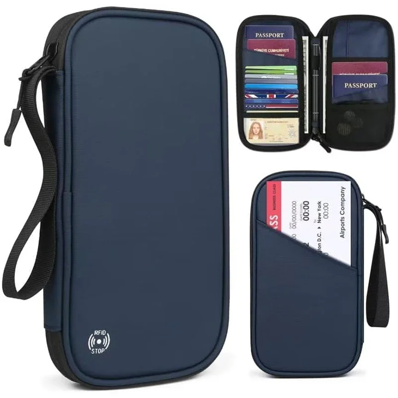 Women'S Accessories Wallet - 軽量ファミリートラベルパスポートカバーウォレットジッパー付きオックスフォードドキュメントオーガナイザーバッグ、取り外し可能なリストストラップ付き、女性、男性用