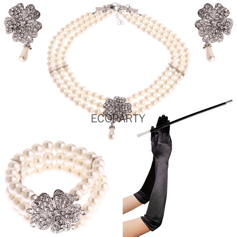 Women'S Accessories In The 1950S - オードリーヘップバーンのtiffanys 1950sコスチュームジュエリーアクセサリーセットパールネックレスイヤリングブレスレットグローブシガレットホルダーでの朝食