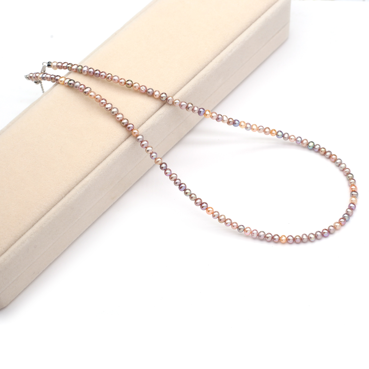 Women'S Accessories Jewelry - 本物の天然淡水真珠のネックレス 3-4 ミリメートル色ラウンドパールビーズネックレス女性のためのジュエリーチャームアクセサリー 43-45 センチメートル