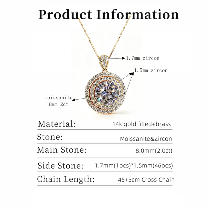 Lnngy スパークリング 2.0CT ハロモアッサナイトネ - Layered Necklace Set のレビューと価格
