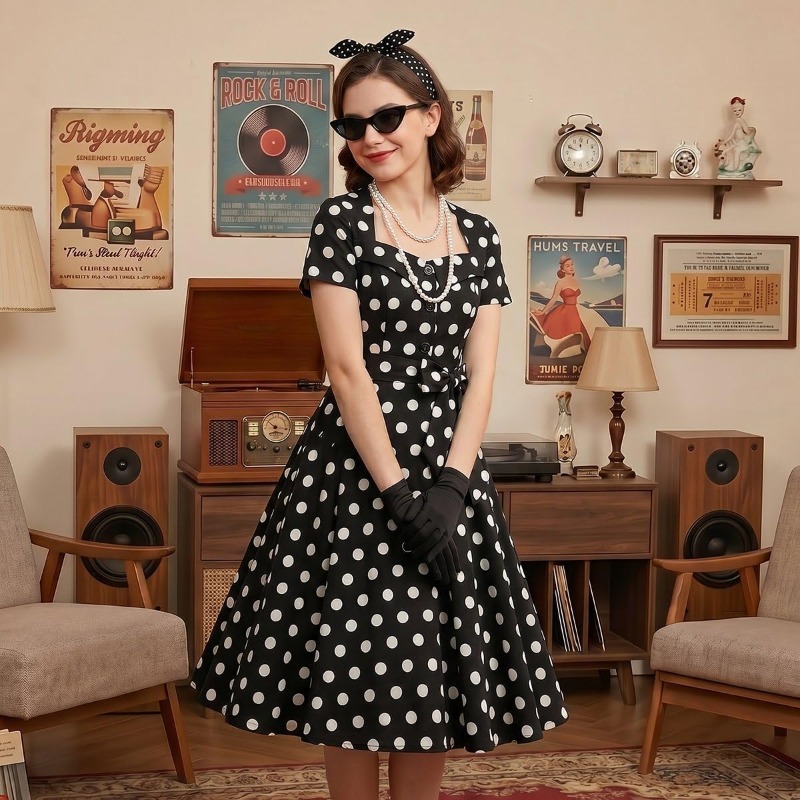 1950年代のエレガントなヴィンテージドレス、女性用、50年 - Women'S Accessories In The 1950S のレビューと価格