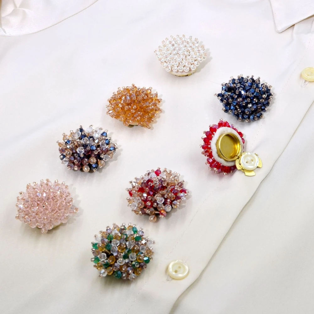 2 個エレガントなボタンカバー手作りビーズクリスタルカフス女 - Women'S Accessories Jewelry のレビューと価格