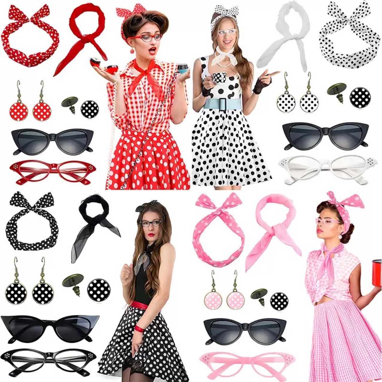 1950年代レトロパーティーコスプレドレスアップキャットアイ - Women'S Accessories In The 1950S のレビューと価格