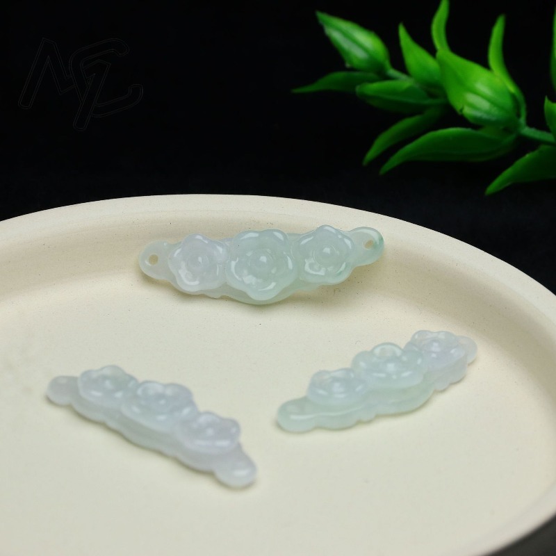 1pc 天然翡翠エメラルドフラワーハンドカード DIY アク - Women'S Accessories Jewelry のレビューと価格