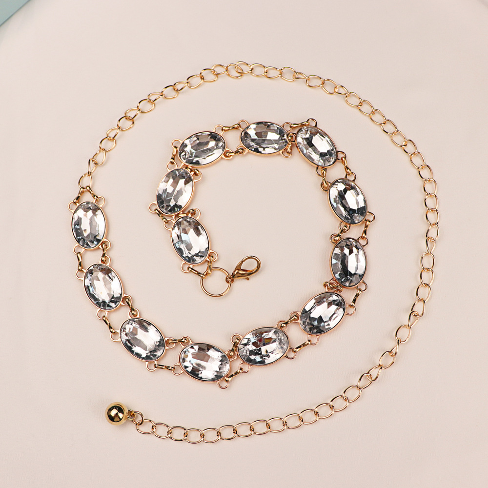 シックなラインストーンウエストチェーン女性ゴールドメタルベル - Women'S Accessories For Formal Wear のレビューと価格