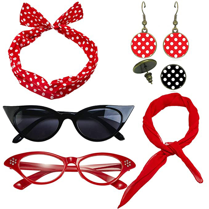 50 年代 80 年代ディスコパーティーコスチュームアクセサ - Women'S Accessories In The 1950S のレビューと価格