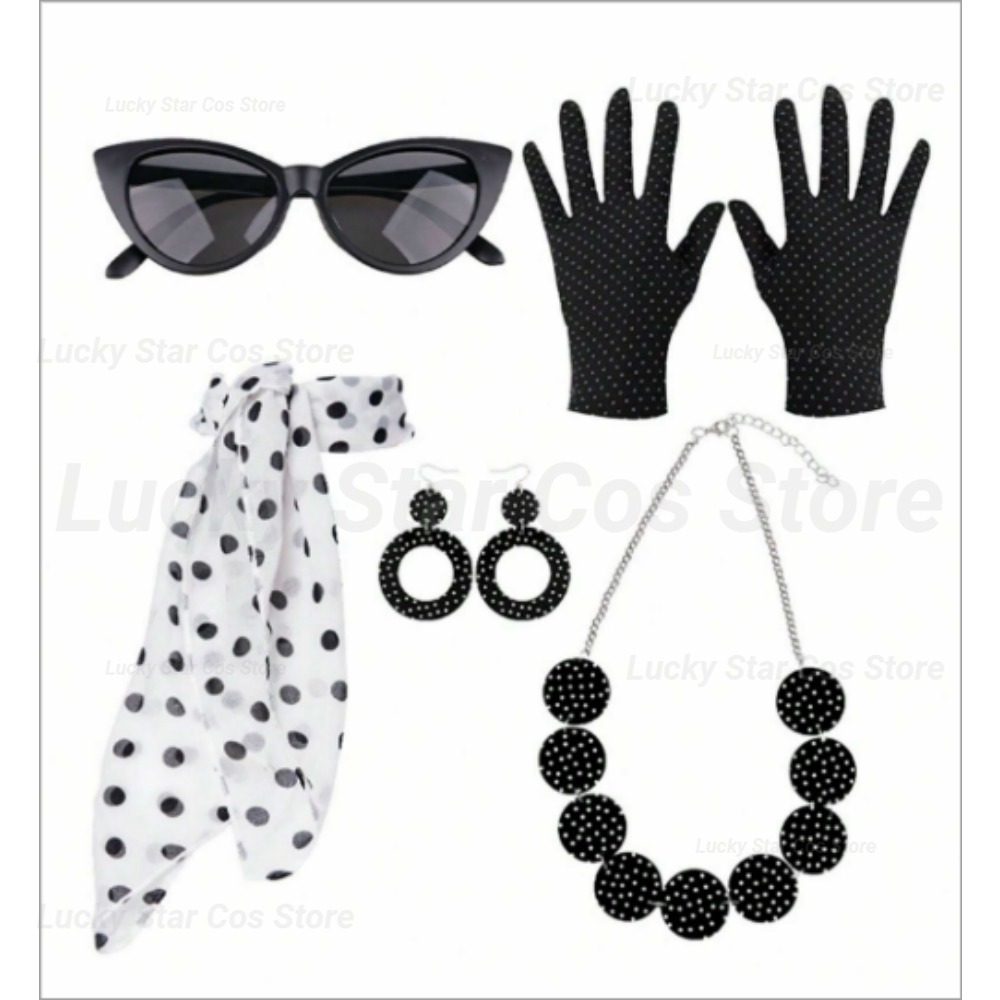 50年代レトロコスチュームアクセサリー水玉模様赤黒スタイルヴ - Women'S Accessories In The 1950S のレビューと価格