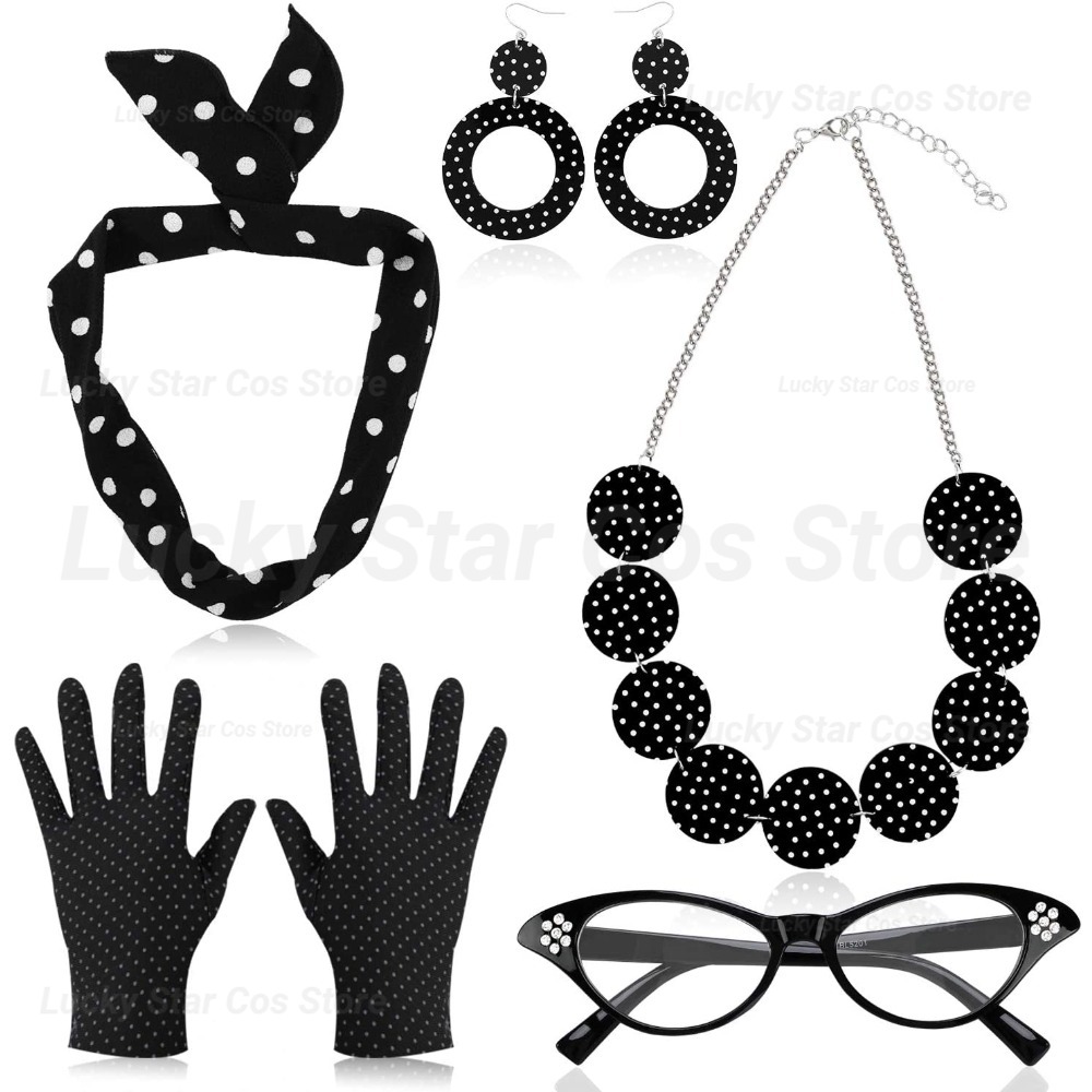 50年代レトロコスチュームアクセサリー水玉模様赤黒スタイルヴ - Women'S Accessories In The 1950S のレビューと価格