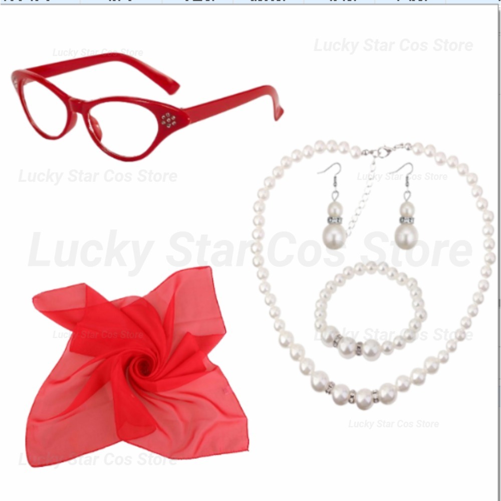50年代レトロコスチュームアクセサリー水玉模様赤黒スタイルヴ - Women'S Accessories In The 1950S のレビューと価格