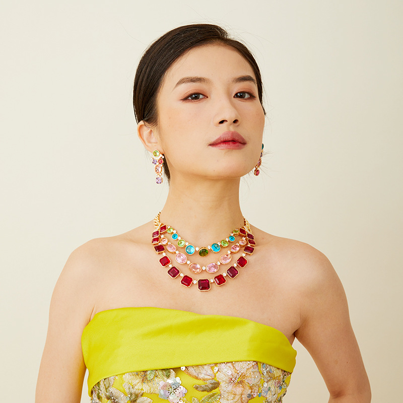 ヨーロッパアメリカスタイルのイヤリングネックレス女性用レディ - Layered Necklace Set のレビューと価格