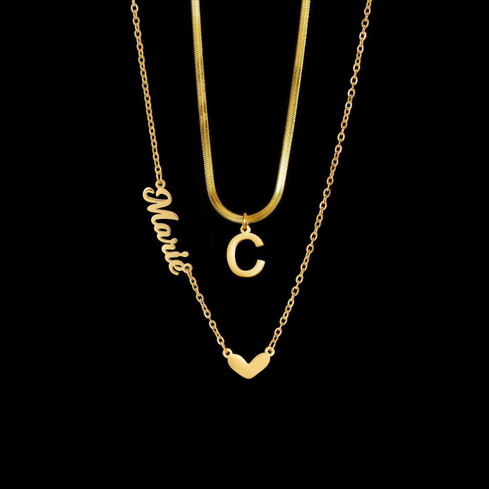 Atoztide カスタムネームネックレス女性のための 2  - Layered Necklace Set のレビューと価格
