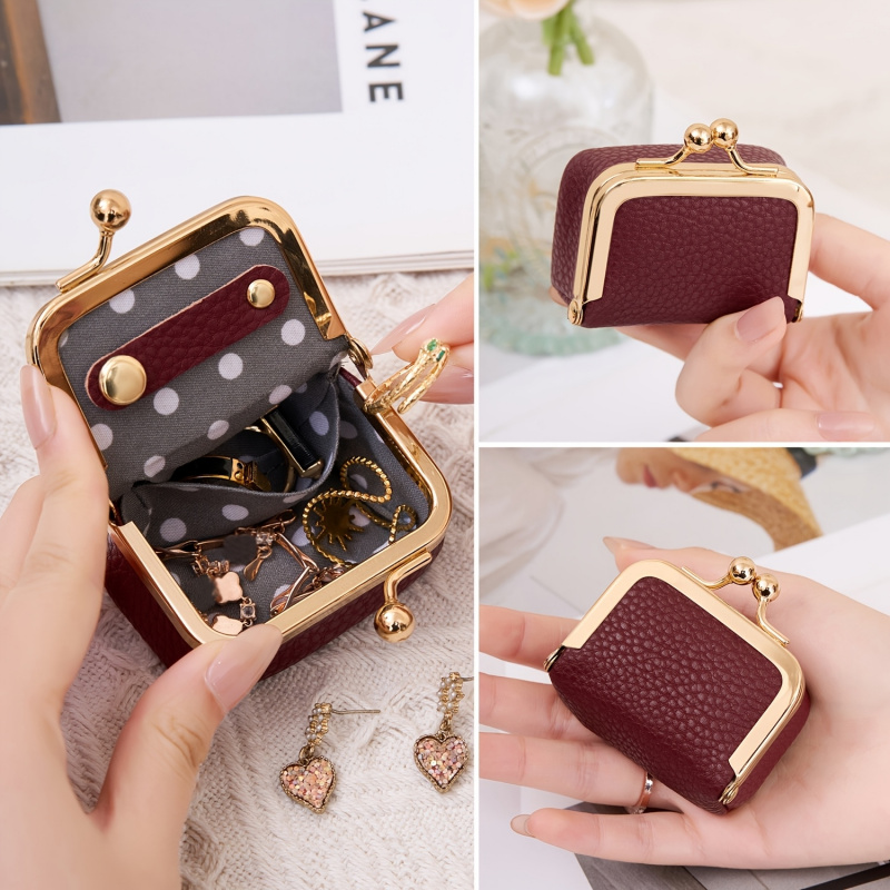 ミニレザーコインケース – ゴールドクラスプ付き、女性用の小 - Women'S Accessories Wallet のレビューと価格