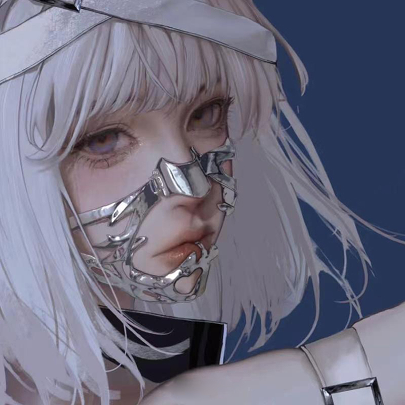 2025 サイバーパンク バイザー チンメタル ハーフフェイ - Women Accessories Chain のレビューと価格