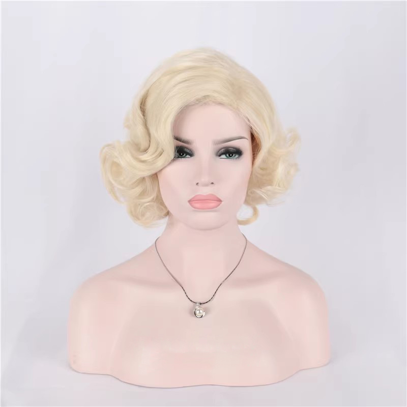 合成ショートカーリーヘアブロンド混合ウィッグ女性 1950  - Women'S Accessories In The 1950S のレビューと価格