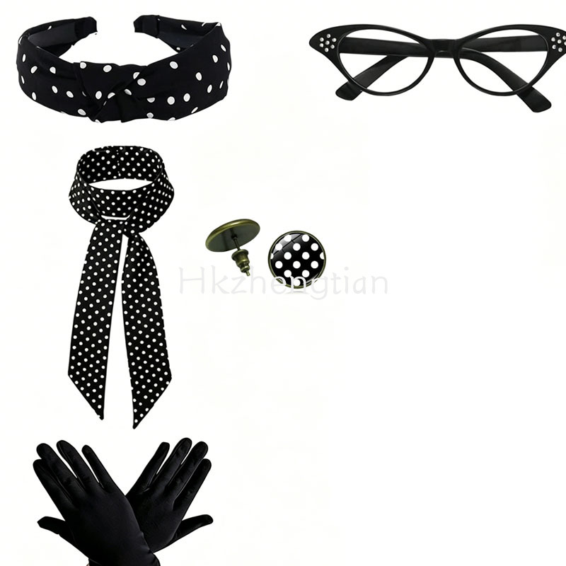 1950年代レトロポルカドットアクセサリーキットヘップバーン - Women'S Accessories In The 1950S のレビューと価格