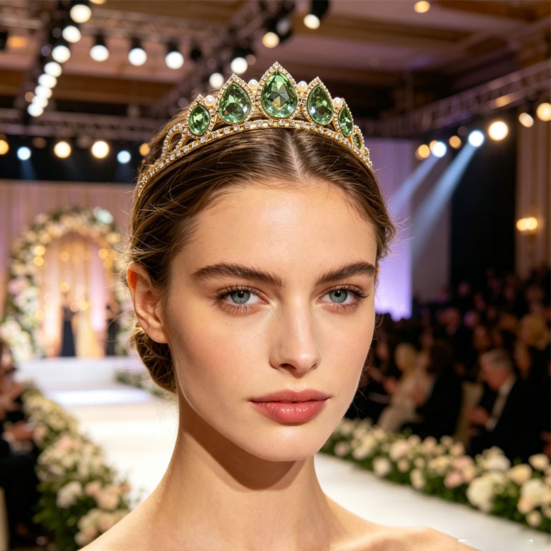 グリーンウォータードロップラインストーンクリスタルクラウンヘ - Women'S Accessories Jewelry のレビューと価格