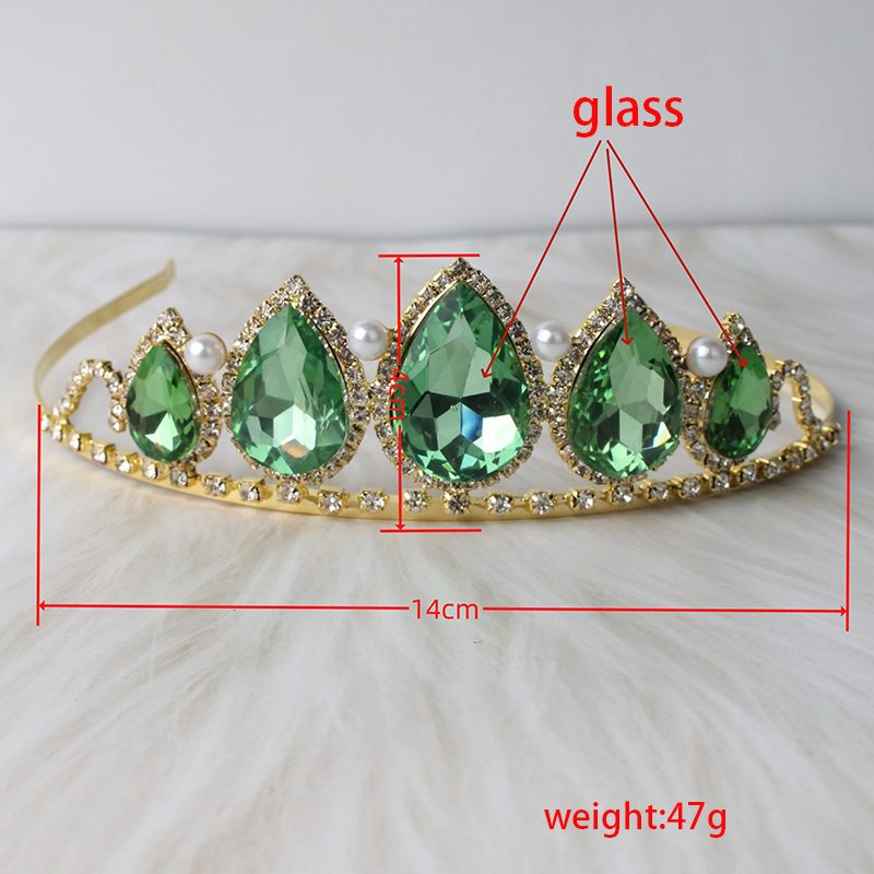 グリーンウォータードロップラインストーンクリスタルクラウンヘ - Women'S Accessories Jewelry のレビューと価格